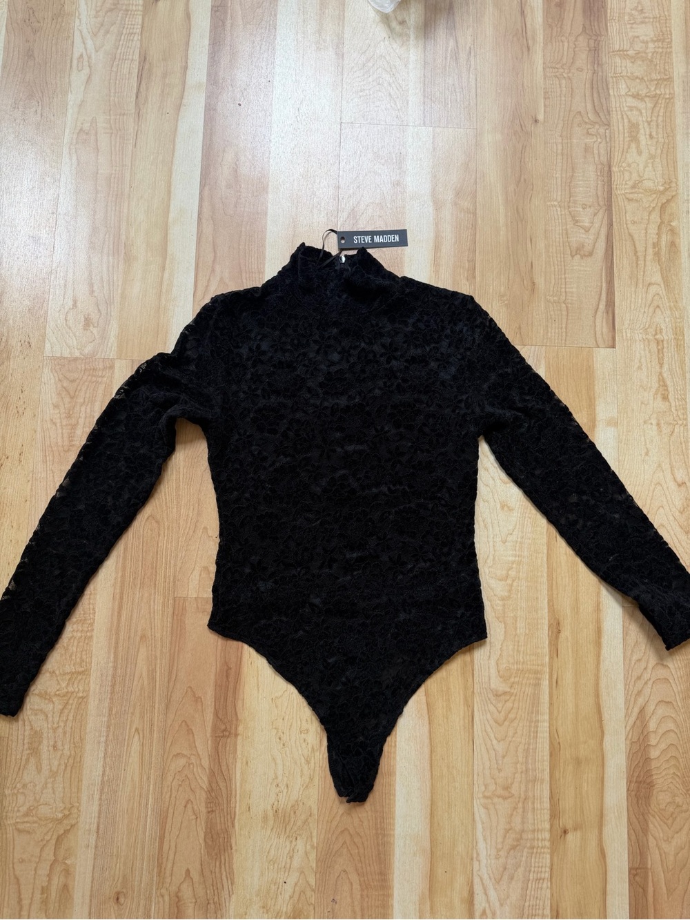 Steve Madden Black Floral Lace Bodysuit medium